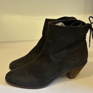 Lucky Brand Jalie Black Suede Ankle Lace Up Healed Bootie